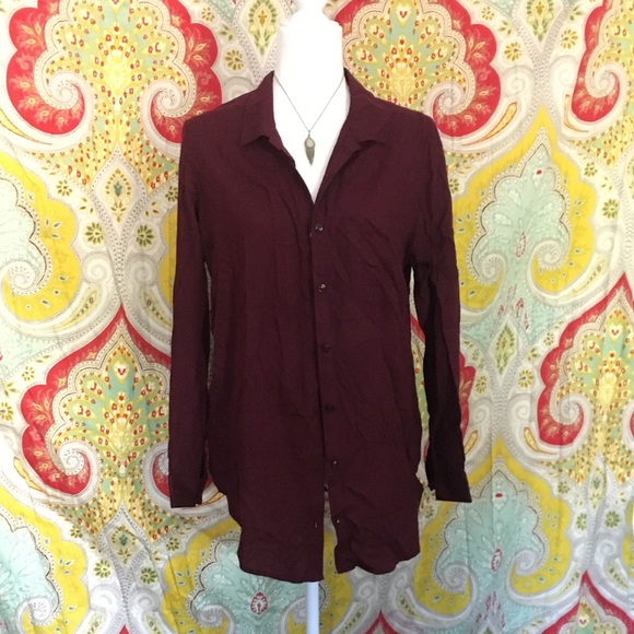 Deep Purple Button Down Blouse - Picture 3 of 5